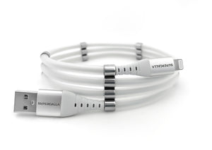 Open image in slideshow, SuperCalla Magnetic Data Charging Cable iPhone to USB A Diamond White
