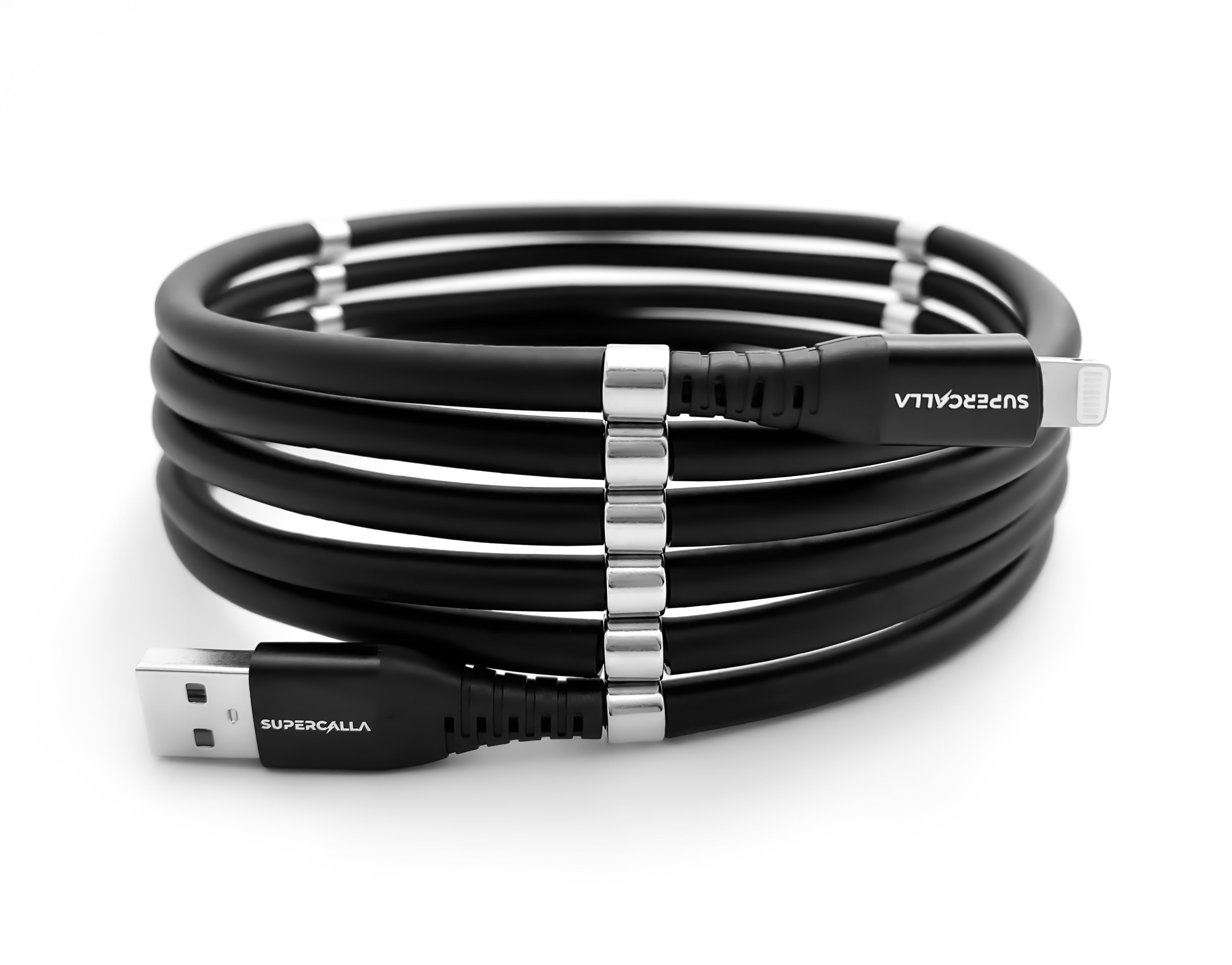 SuperCalla Magnetic Data Charging Cable iPhone to USB A Jet Black