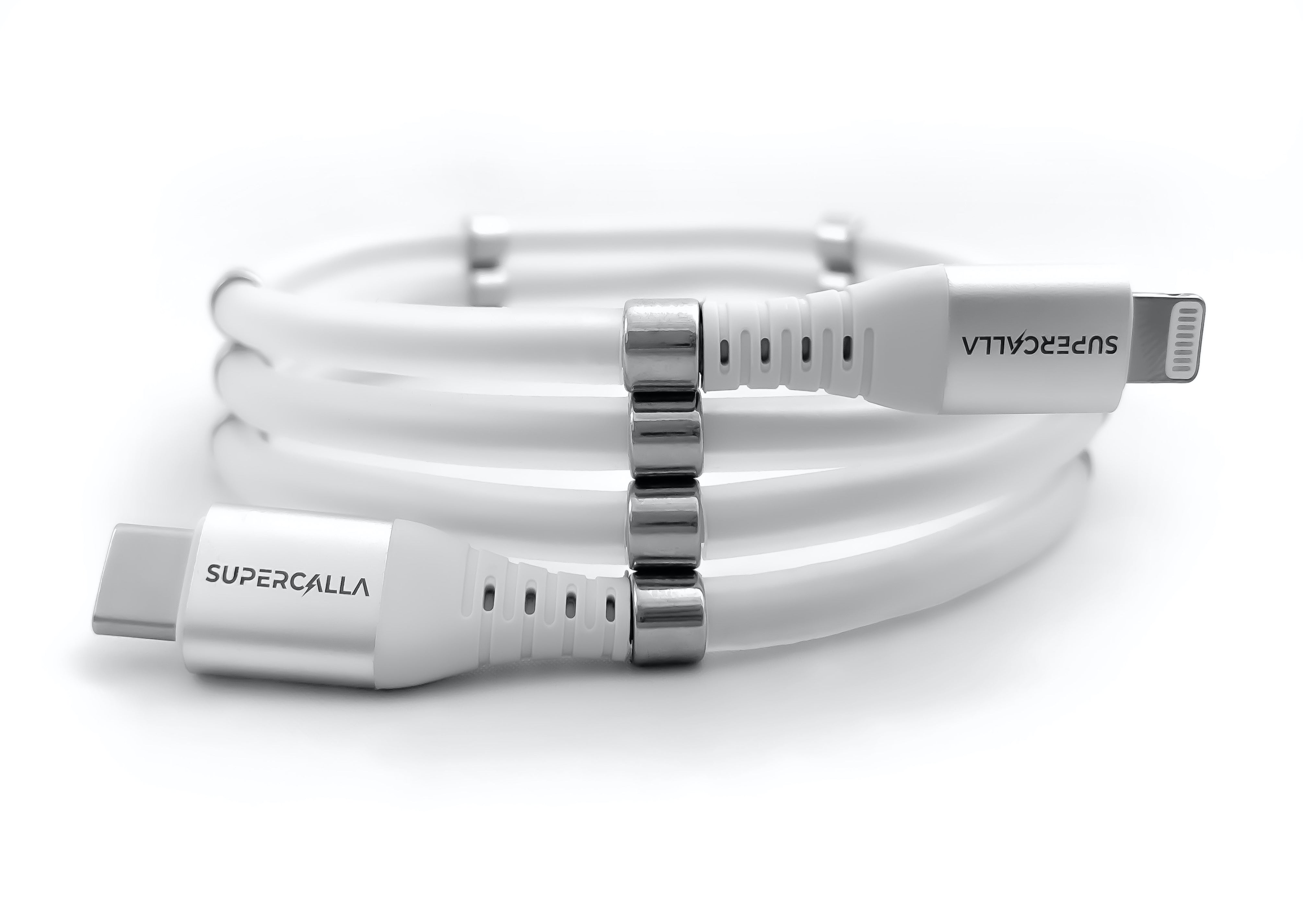 SuperCalla Magnetic Data Charging Cable iPhone to USB C Diamond White