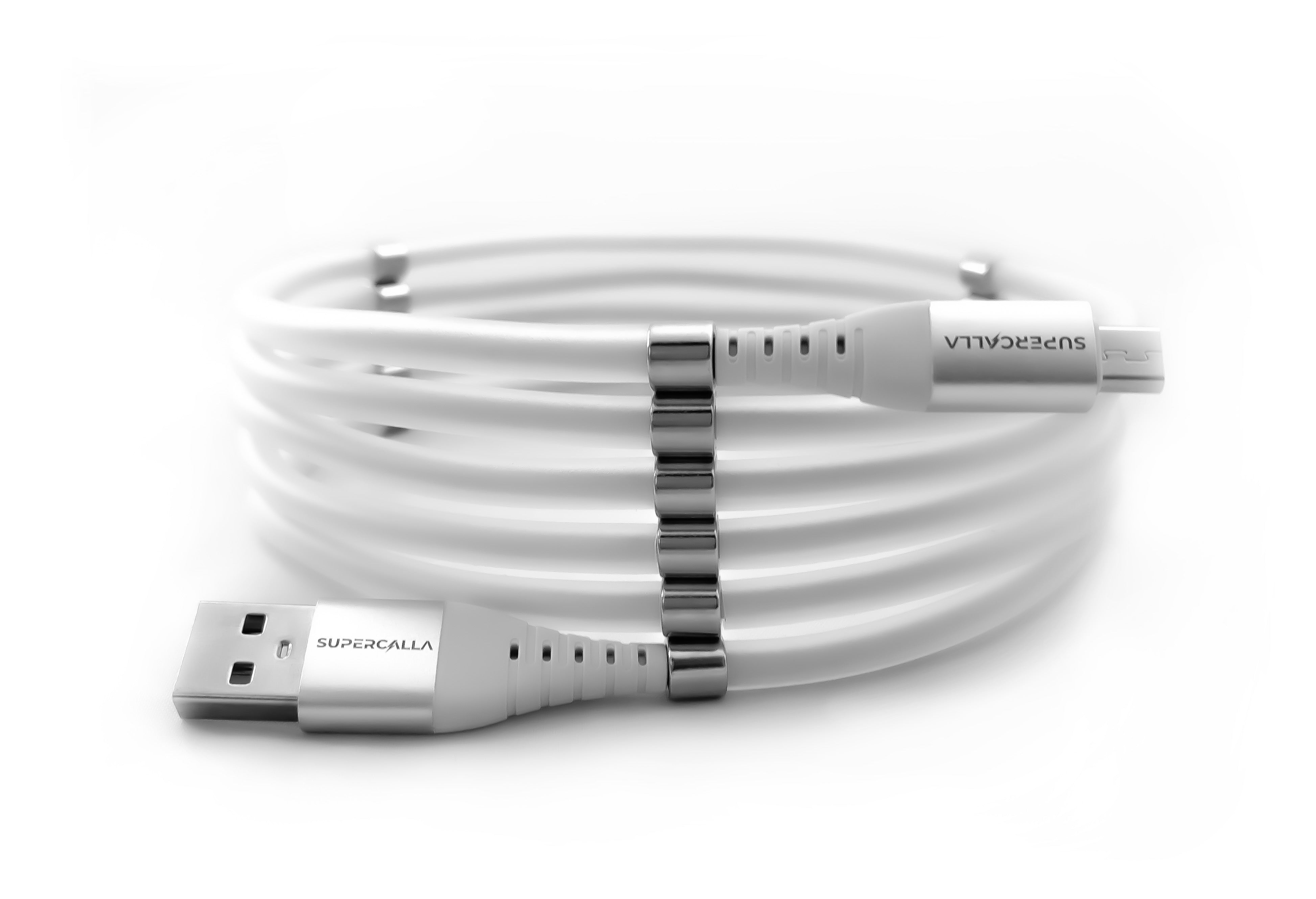 SuperCalla Magnetic Data Charging Cable Micro USB to USB A Diamond White