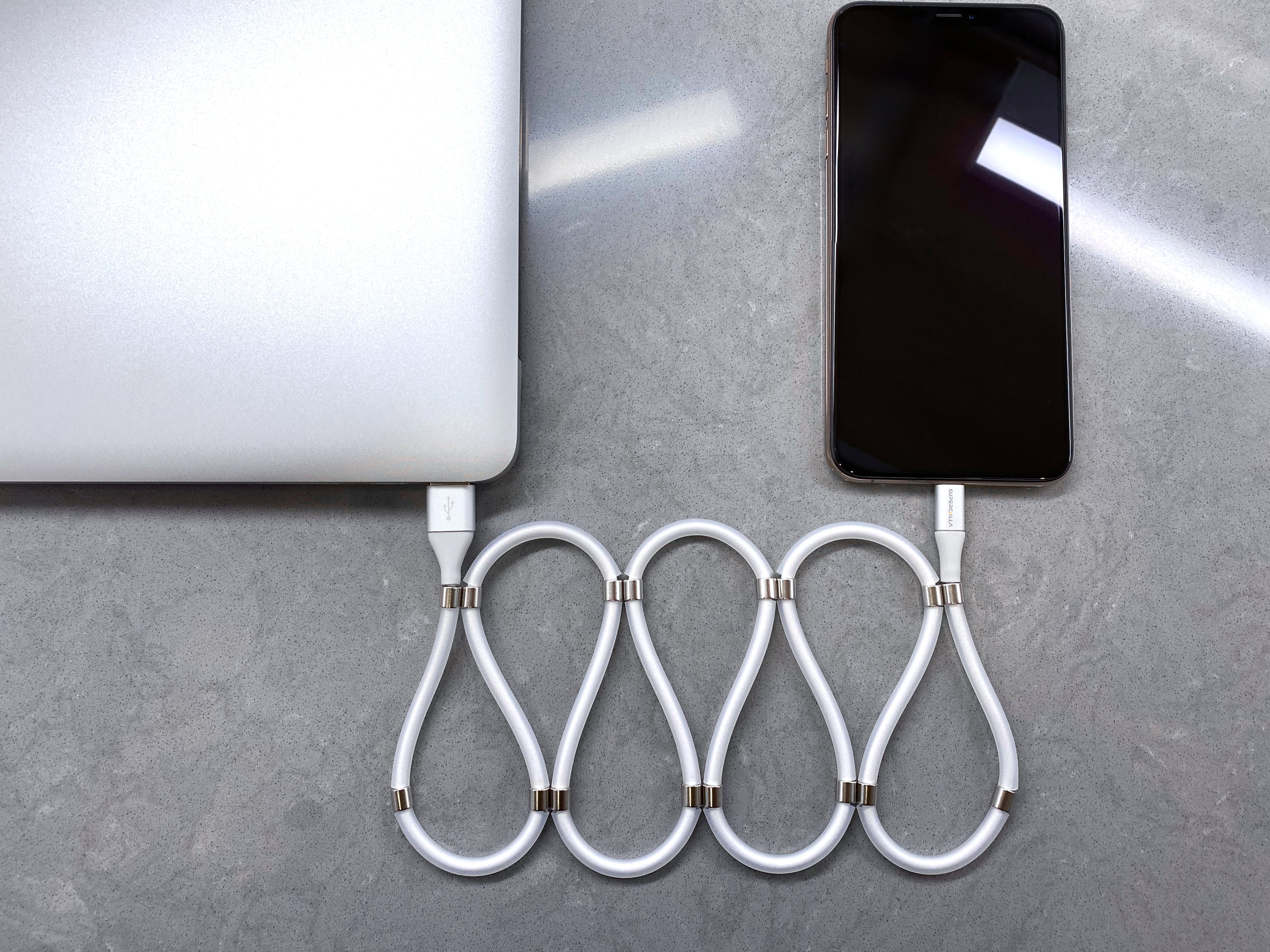SuperCalla Magnetic Data Charging Cable iPhone to USB A Diamond White